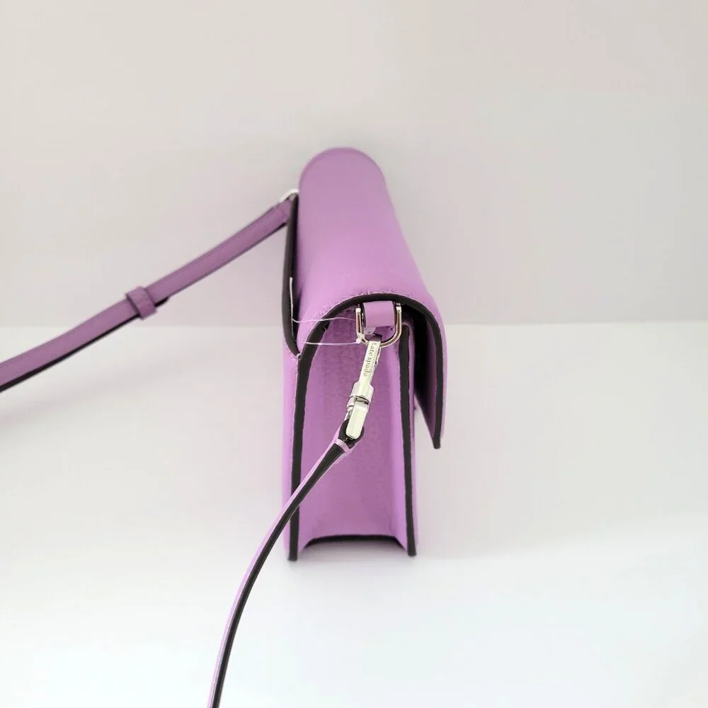 Kate Spade KM611 Knot Pebbled Leather Mini Flap Crossbody Handbag Wisteria - Picture 5 of 8